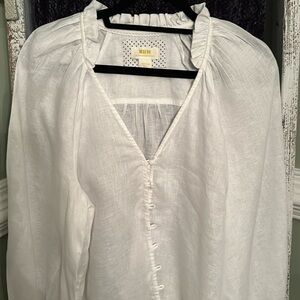 Maeve by Anthropolgie (medium) white linen long  sleeve